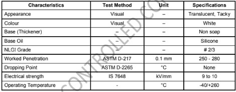 Thông số kỹ thuật của mỡ cách điện Molygraph HVG 14